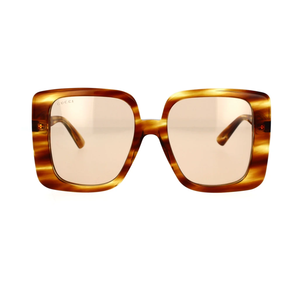Gucci Oversized fyrkantiga Havana solglasögon med bruna linser Brown, Dam