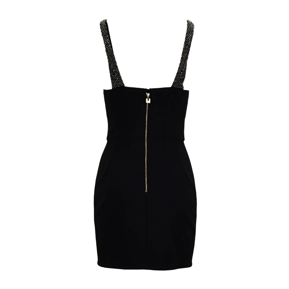 Elisabetta Franchi Mouwloze Jurk met Versieringen Black Dames