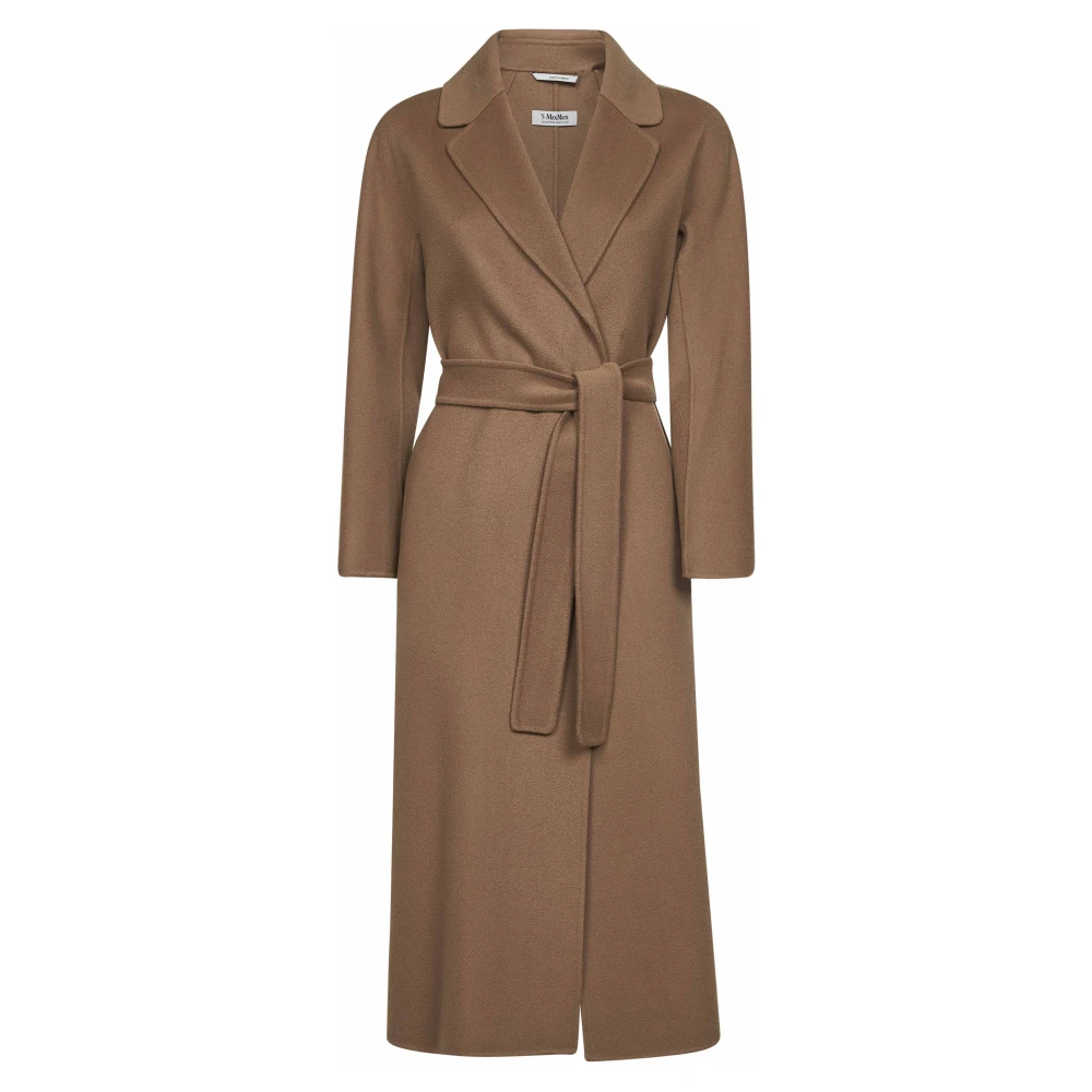 Max Mara Brown Esturia Midi Coat - Female - Belted Coats - Xs - Coats