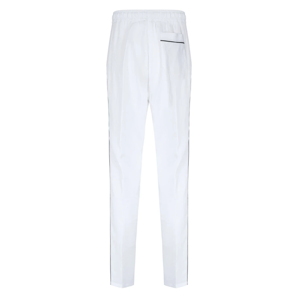 Dolce & Gabbana Witte Linnen Broek met Zwarte Piping White Heren