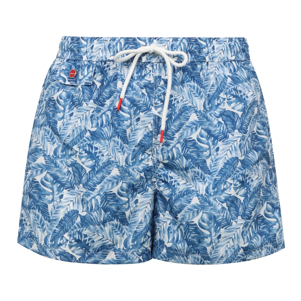 Kiton Bloemenprint Nylon Zwemshorts Blue Heren