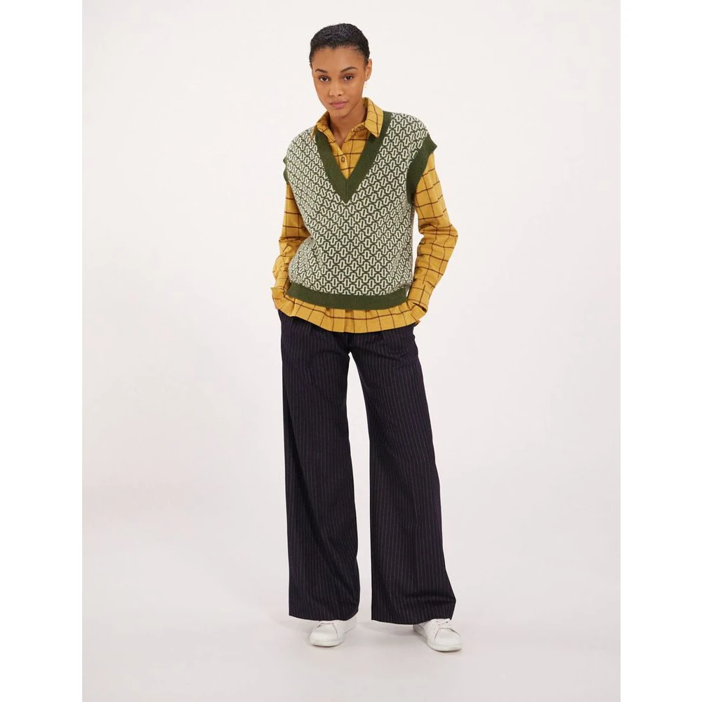 Ines De La Fressange Paris Hailey ecru khaki wollen trui Green Dames