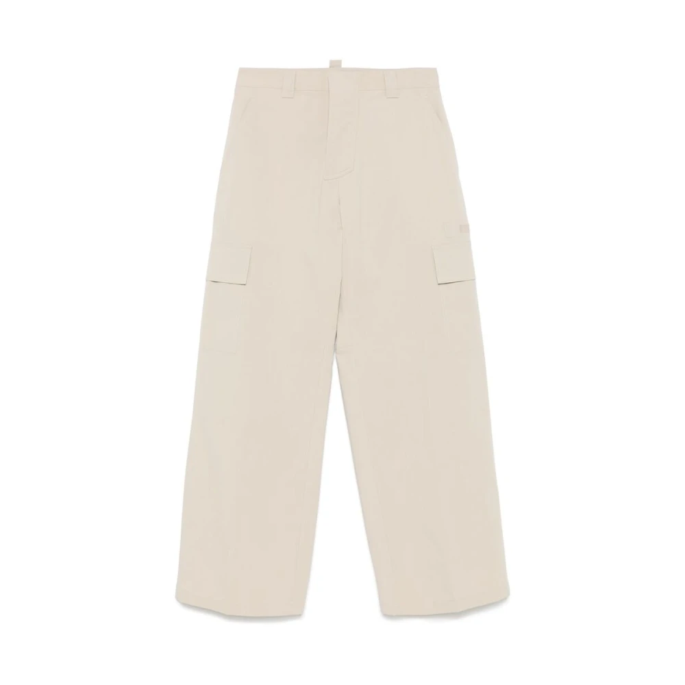 Dsquared2 Beige Geborduurd Logo Casual Broek Beige Dames
