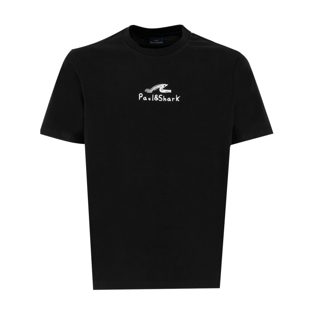 PAUL & SHARK Katoenen Crew-neck T-shirt met Print Black Heren