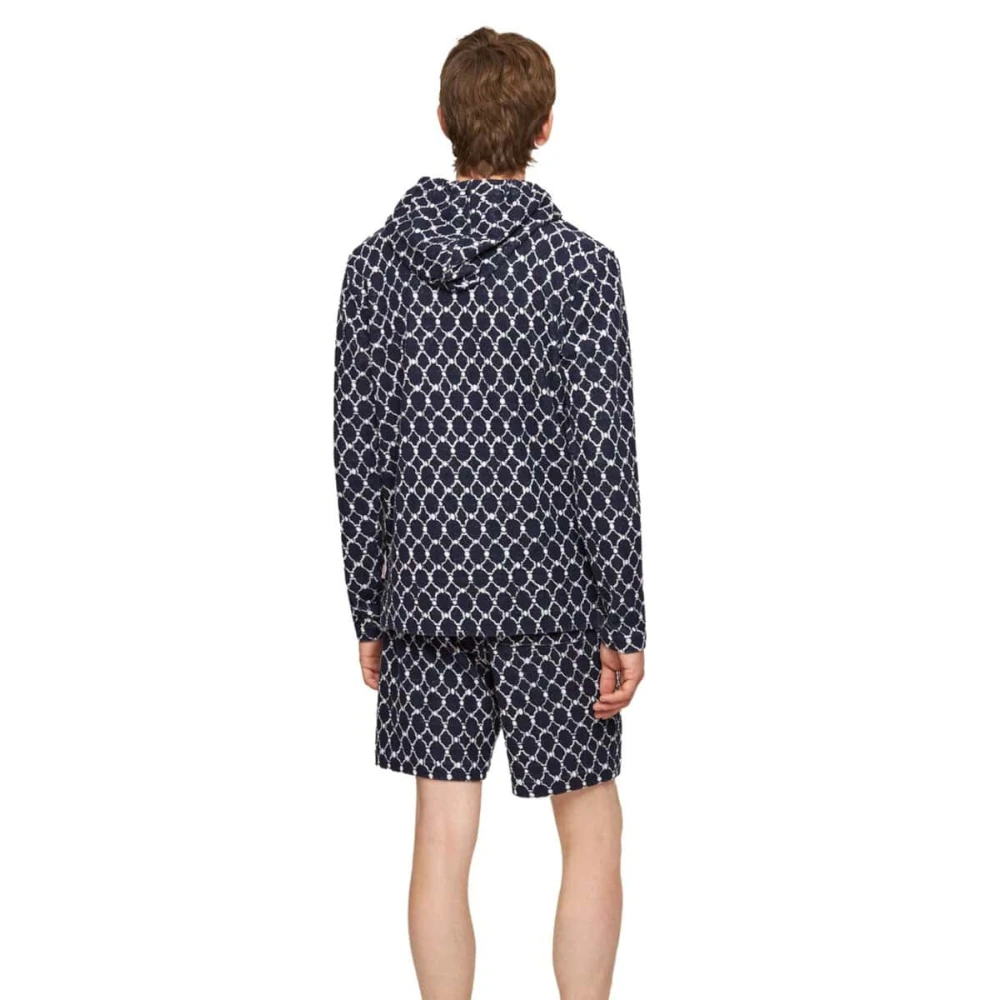 Orlebar Brown Midnight Navy Geo Tile Gebreide Sweatshirt Blue Heren