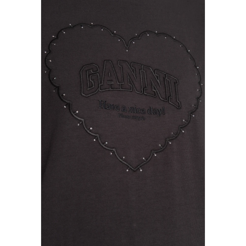Ganni T-shirt met logo Gray Dames