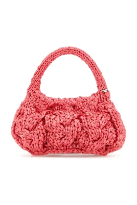 Fuchsia Raffia Cable Handbag