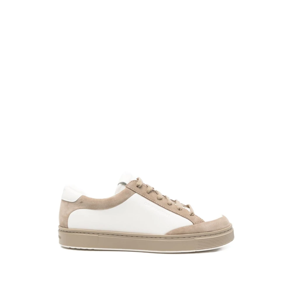 Emporio Armani Leren Sneakers met Suède Details Heren Schoenen Beige