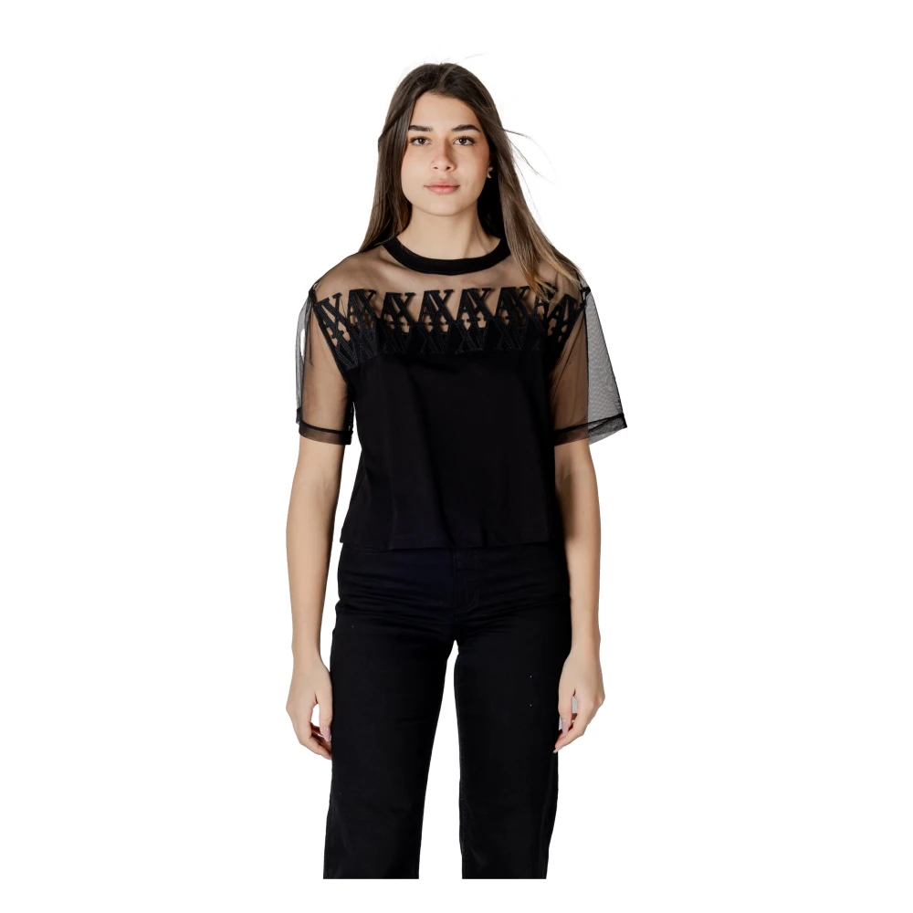 Armani Exchange Korte mouwen katoenen T-shirt collectie Black Dames