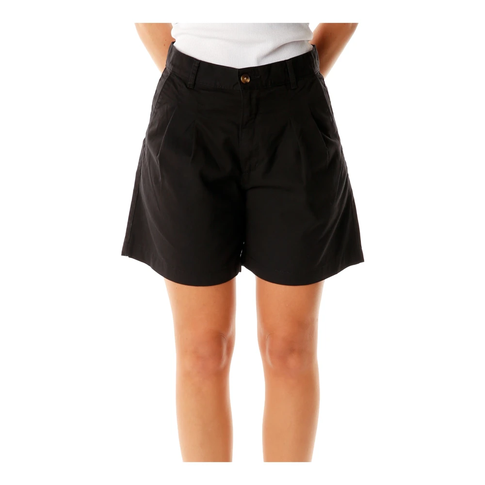 Levi's Hoge Taille Geplooide Shorts Black Dames