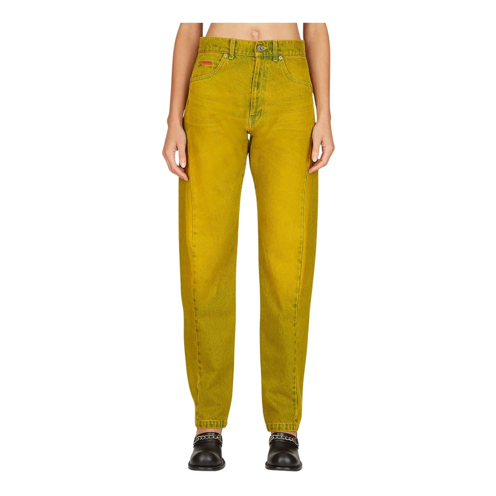 Martine Rose Women's Yellow Twist Seam Jeans, Straight Fit Jeans, Xs, Jeans