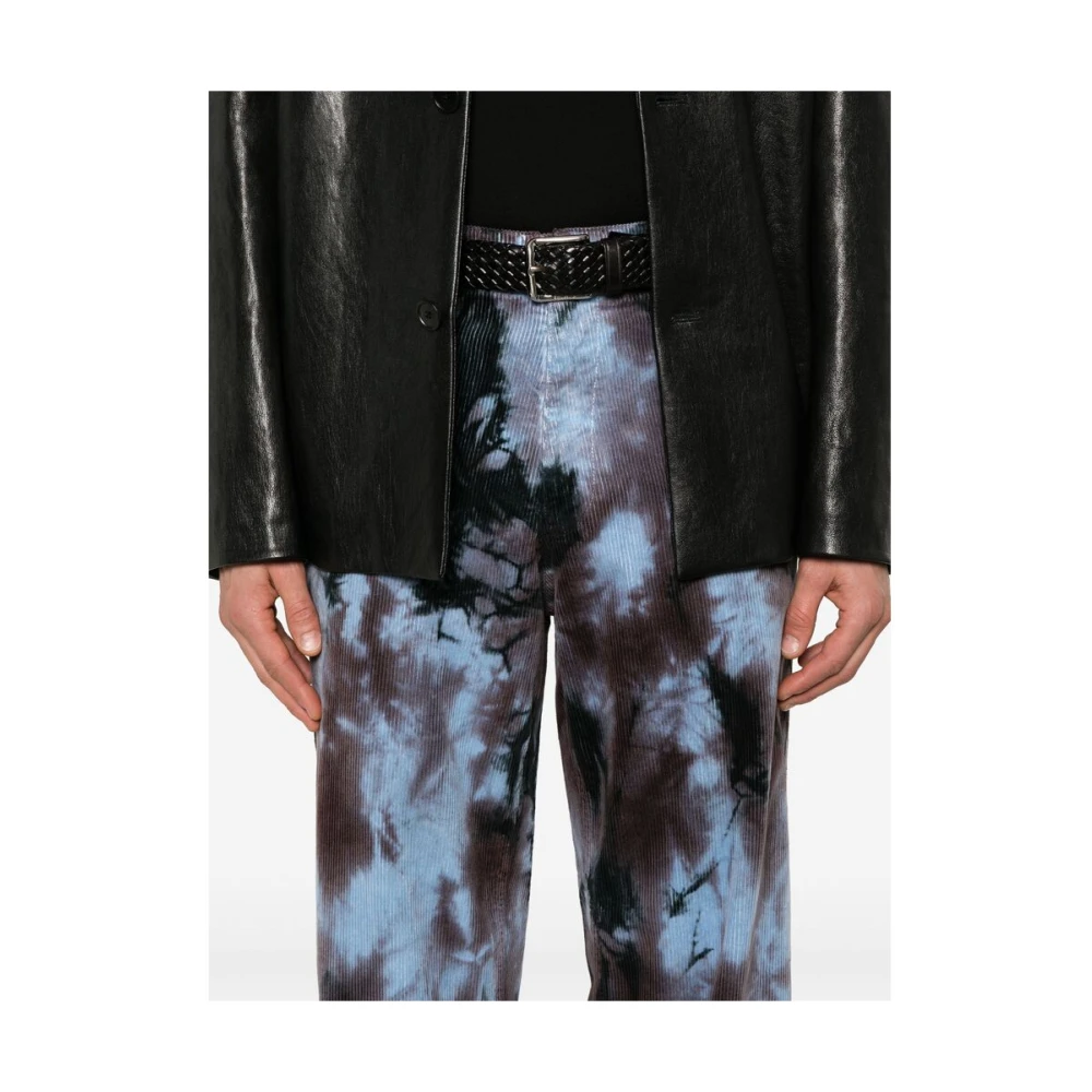 Emporio Armani Tie-Dye Ribfluwelen Broek Blue Heren