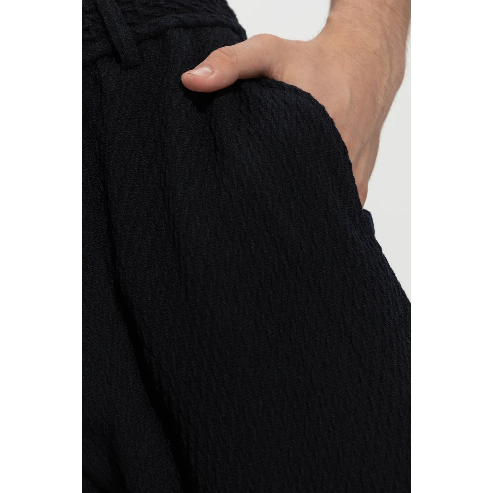 Emporio Armani Wollen broek met vouw Blue Heren
