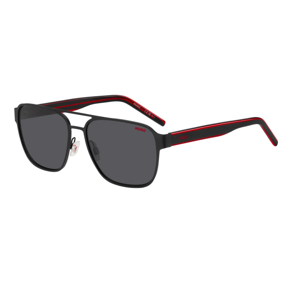 Hugo Men's Black Sunglasses, 57 Mm, Red/Grey Sunglasses