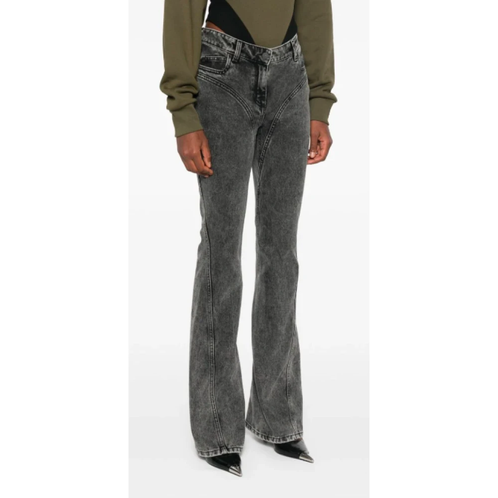Mugler Zwarte Gewassen Denim Broek Gray Dames