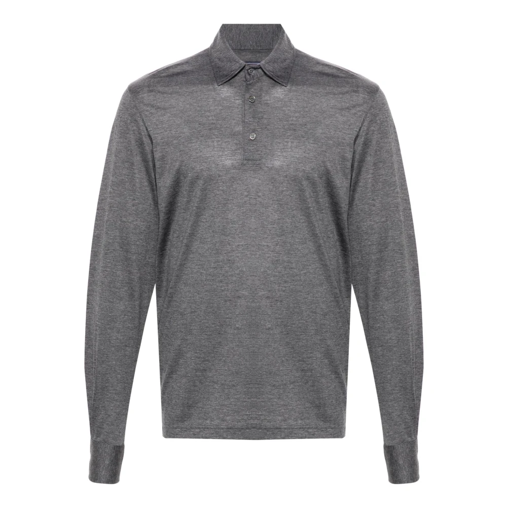 Fedeli Donkergrijze wollen poloshirt Gray Heren