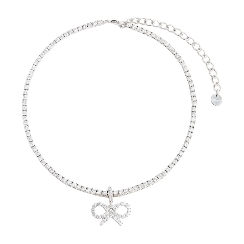 Self Portrait Women's Gray Crystal Bow Tennis Necklace