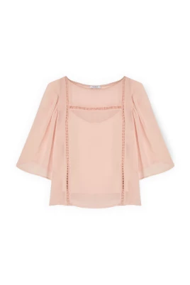 Georgette Blus med Ajourébroderi