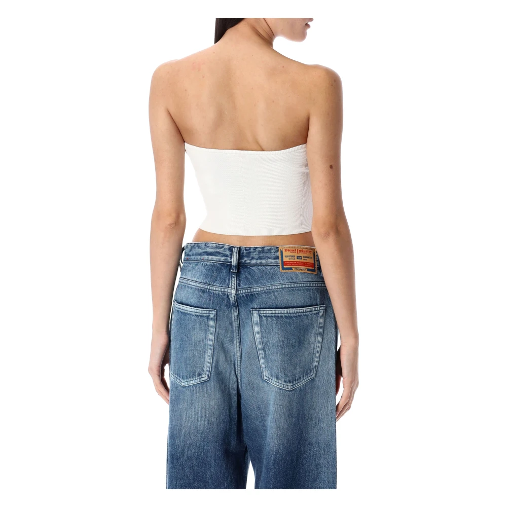 Diesel Witte Tube Top met Logo Plaque White Dames