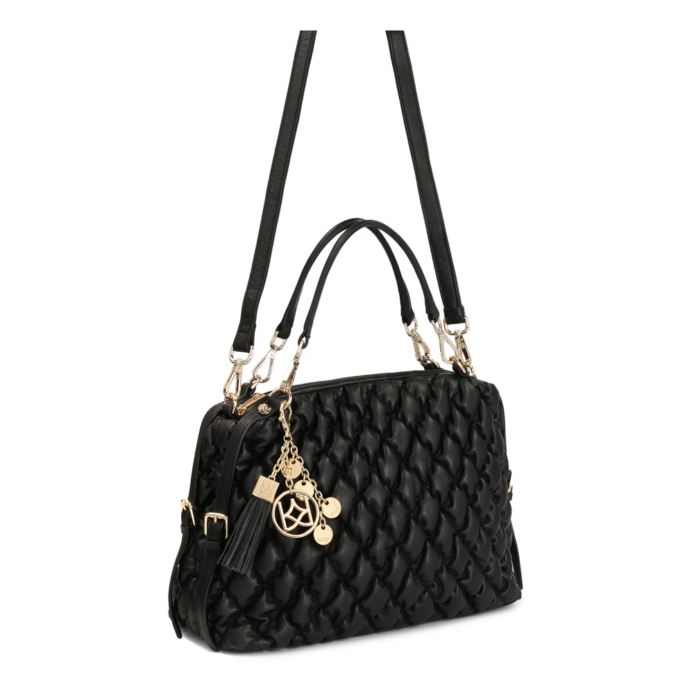 Kazar Zwarte leren armtas met een gewatteerd patroon Black Dames