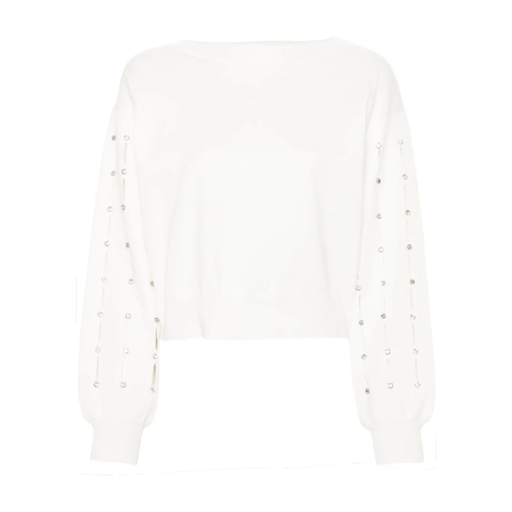 Liu Jo Witte Rhinestone Sweater Cut-Out Stijl White Dames