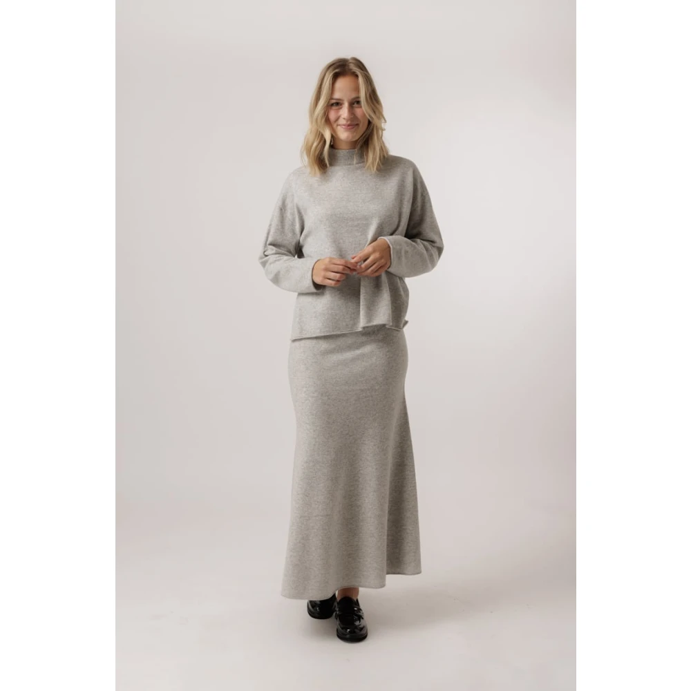 drykorn Grijze Maxi Rok met Elastische Tailleband Gray Dames