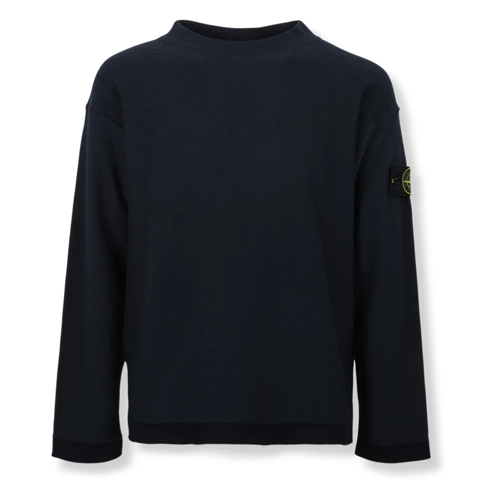 Stone Island Blue Plush Stitch Jumper - Male - Round-Neck Knitwear - L - Knitwear