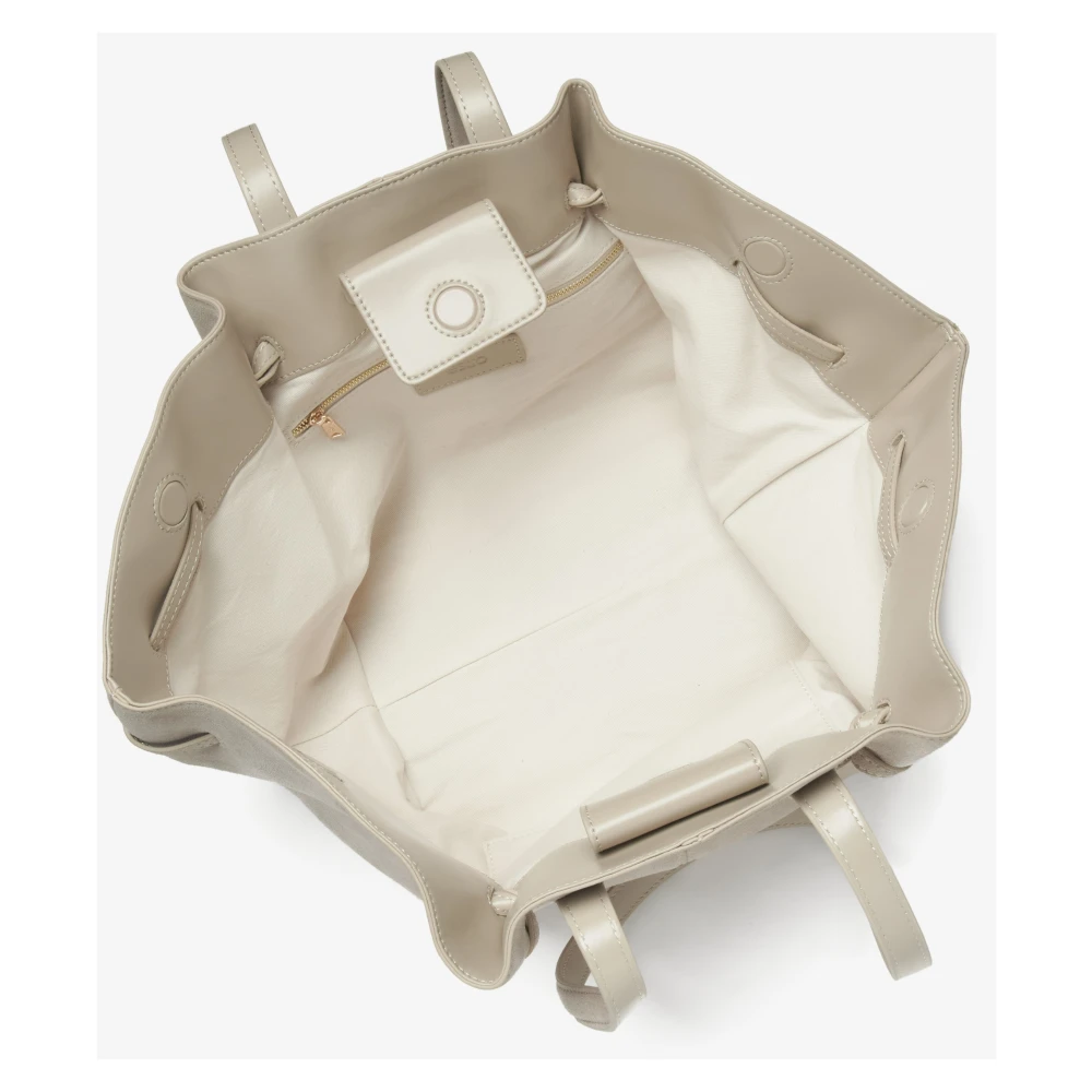 Estro Beige Velours Handtas met Lange Handvatten voor Vrouwen Beige Dames