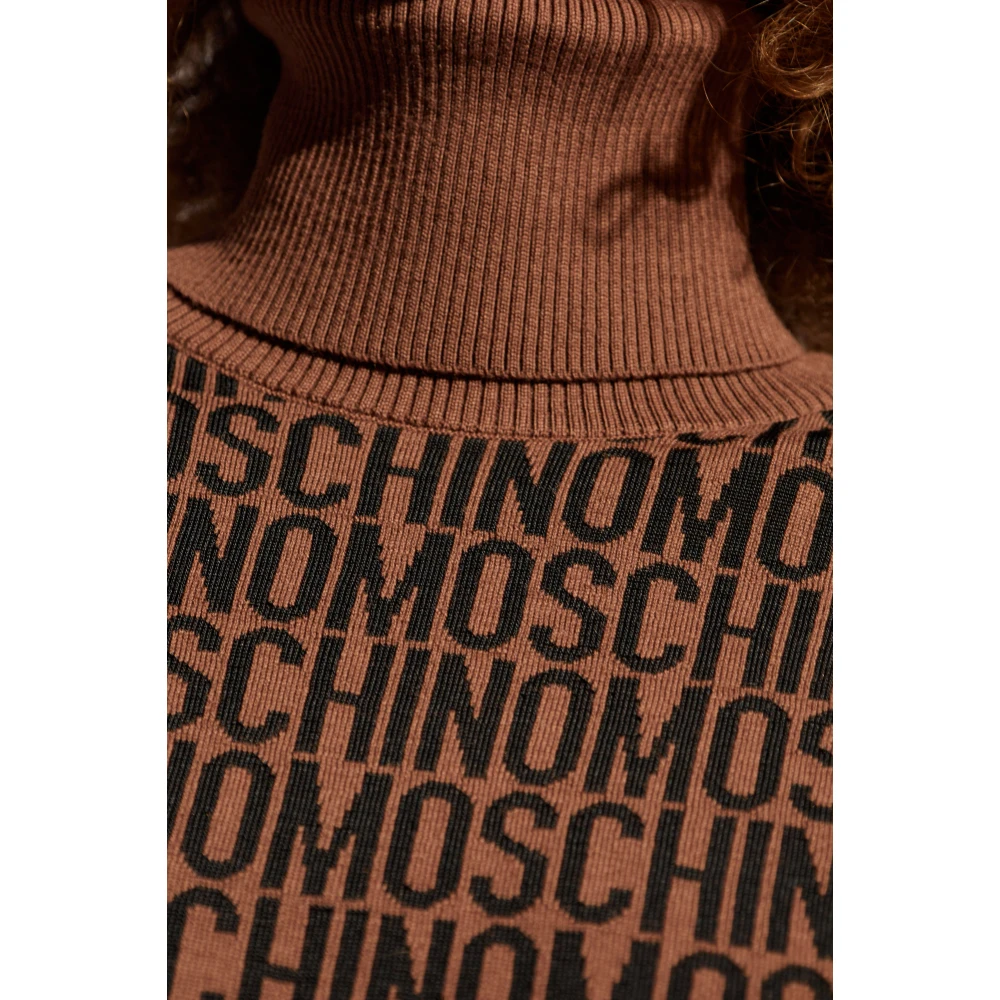 Moschino Jurk met logo Brown Dames