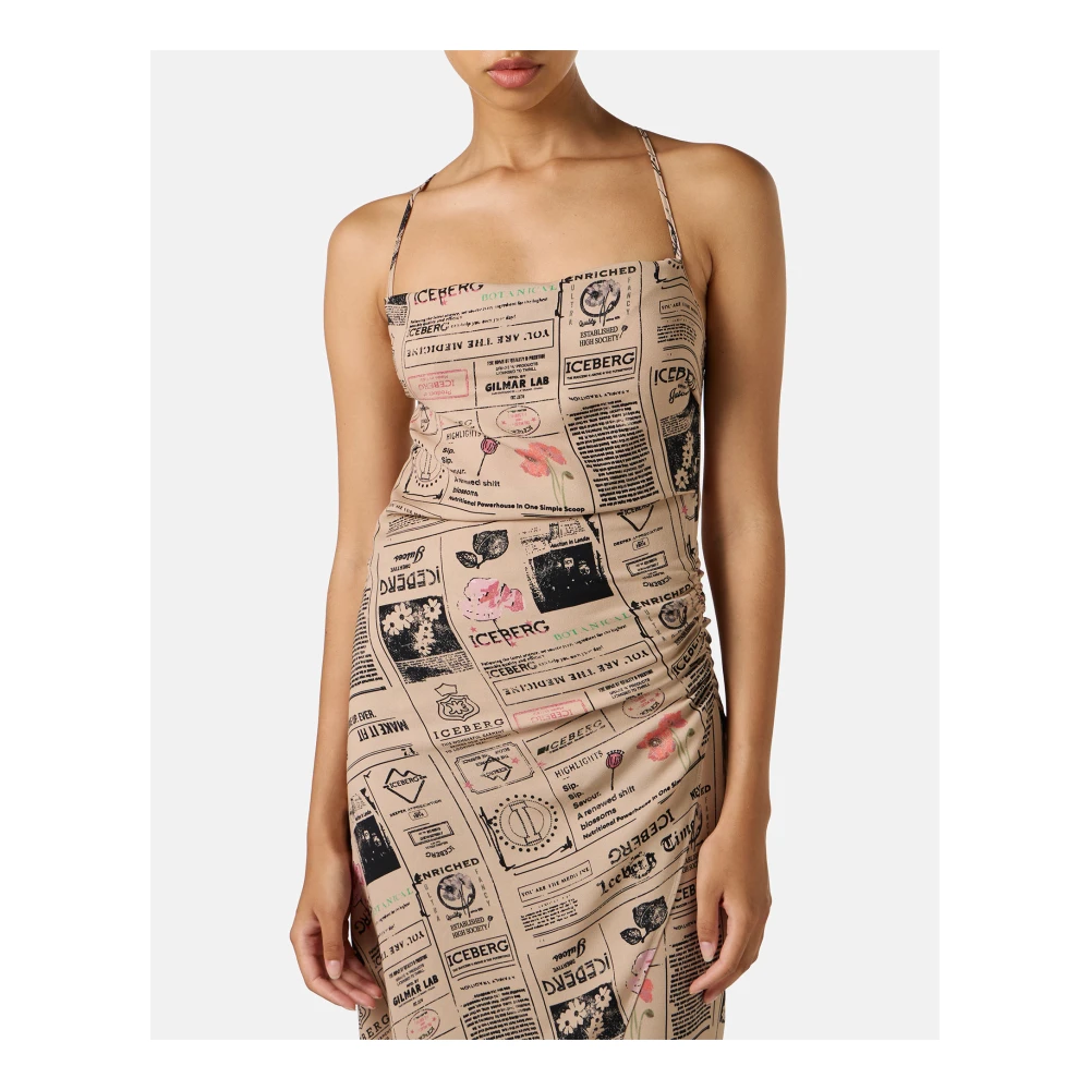 Iceberg Midi-jurk met bandjes van dubbele georgette viscose gecertificeerd RCS Multicolor Dames