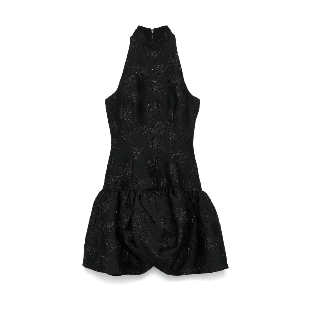 Rotate Birger Christensen Bloemen Jacquard Mouwloze Jurk Black Dames