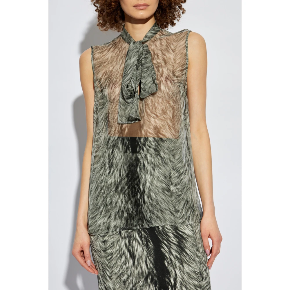 Dolce & Gabbana Mouwloze zijden top Gray Dames