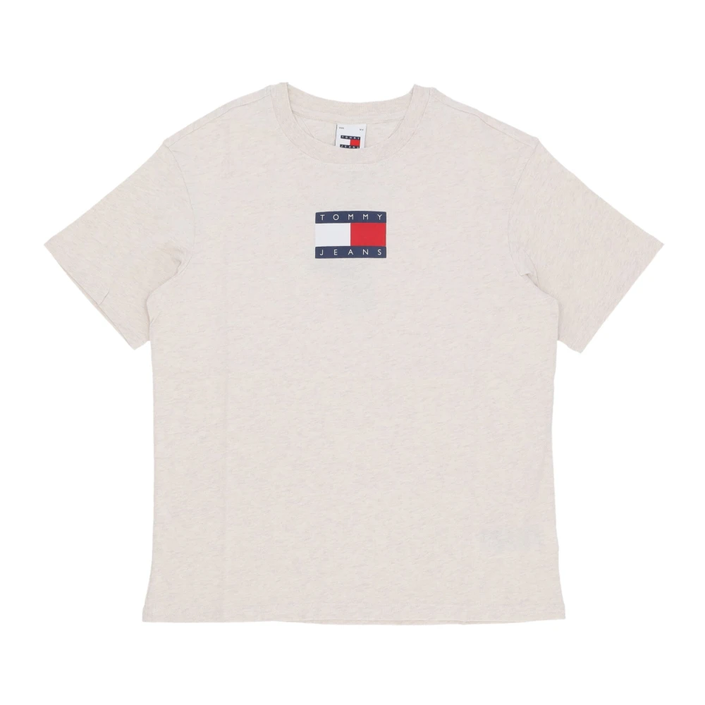 Tommy Hilfiger Relaxte Melange Flag Tee in Wit Beige Dames
