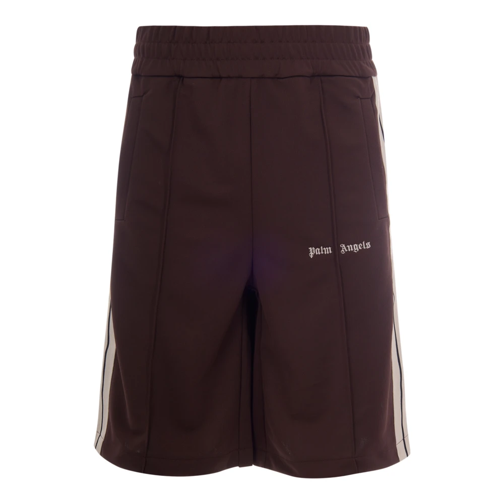 Palm Angels Men's Brown Classic Logo Track Shorts - Casual Shorts - S - Shorts