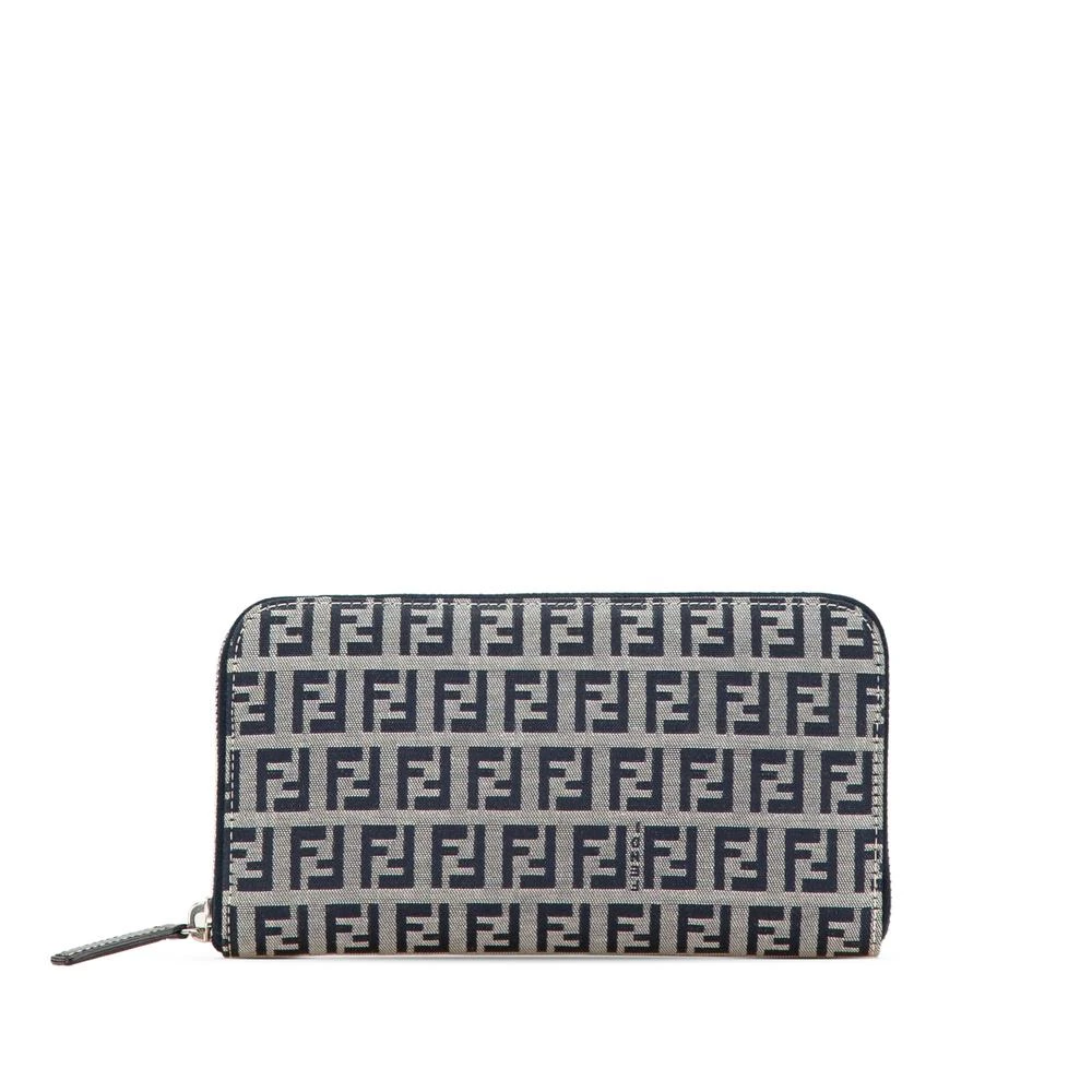Fendi Vintage Women's Gray Pre-Owned Ff Logo Ziparound Wallet