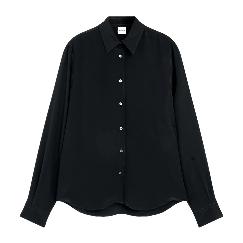 Aspesi Zijden Crepe de Chine Blouse Black Dames