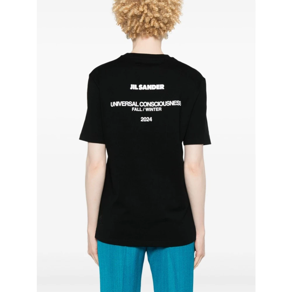 Jil Sander Zwart Katoenen Klassiek T-shirt Vrouwen Black Dames