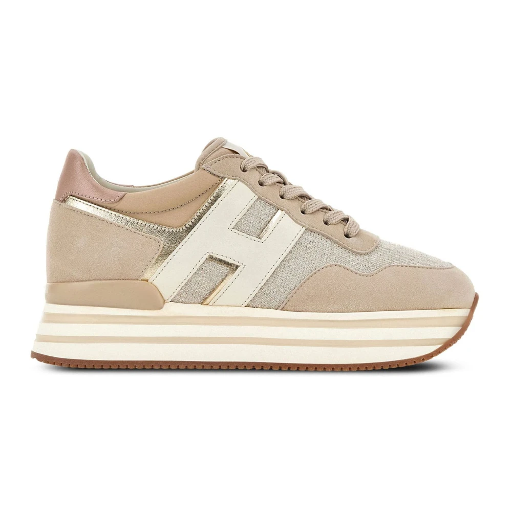 Hogan Sneakers met Logo Details Dames Schoenen Beige