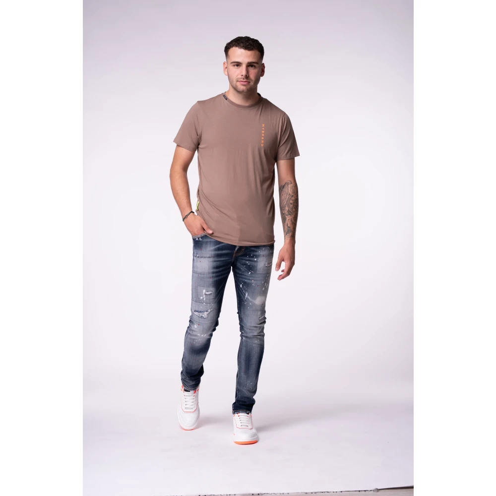 My Brand Geborduurde Rode Jeans Blue Heren