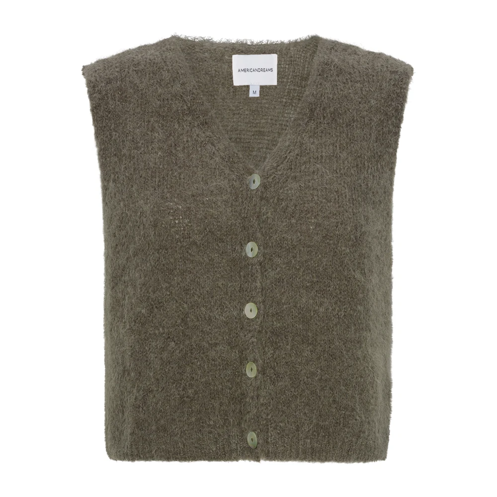 American Dreams Donker Taupe Alpaca Wol Vest Gray Dames