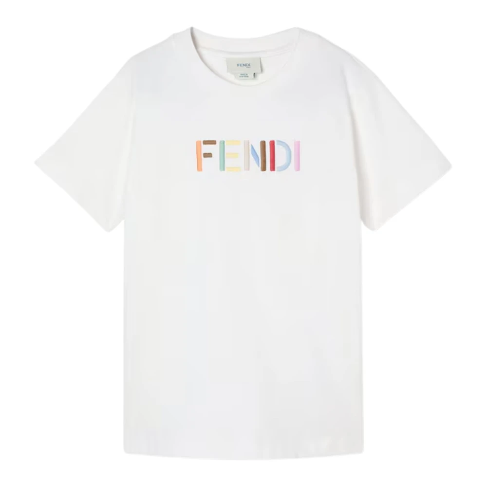 Fendi Logo T-Shirt for Girls in White, 5 Yrs - Image 3