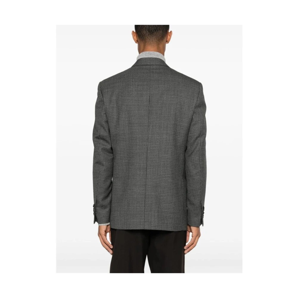 Lardini Grijze Wol Houndstooth Gebreide Jas Gray Heren