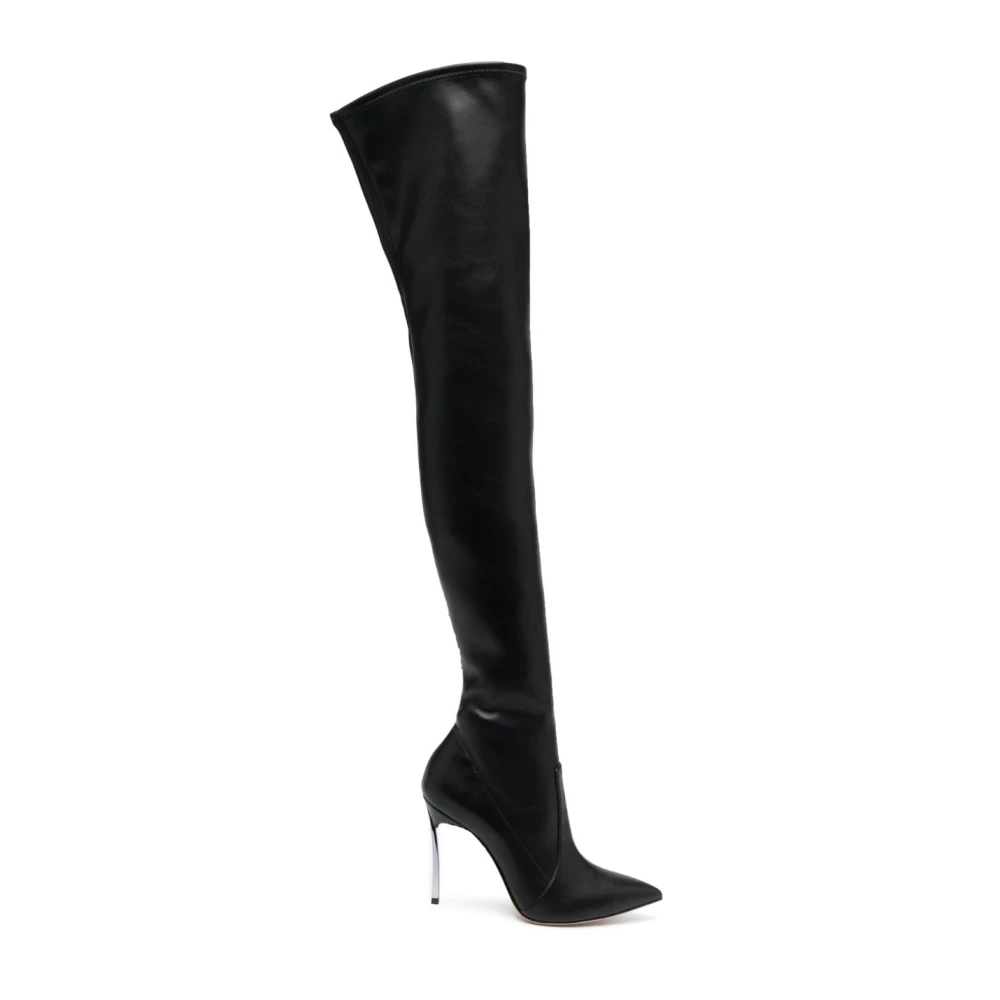 Casadei Zwarte Blade Overknee Laarzen Black Dames