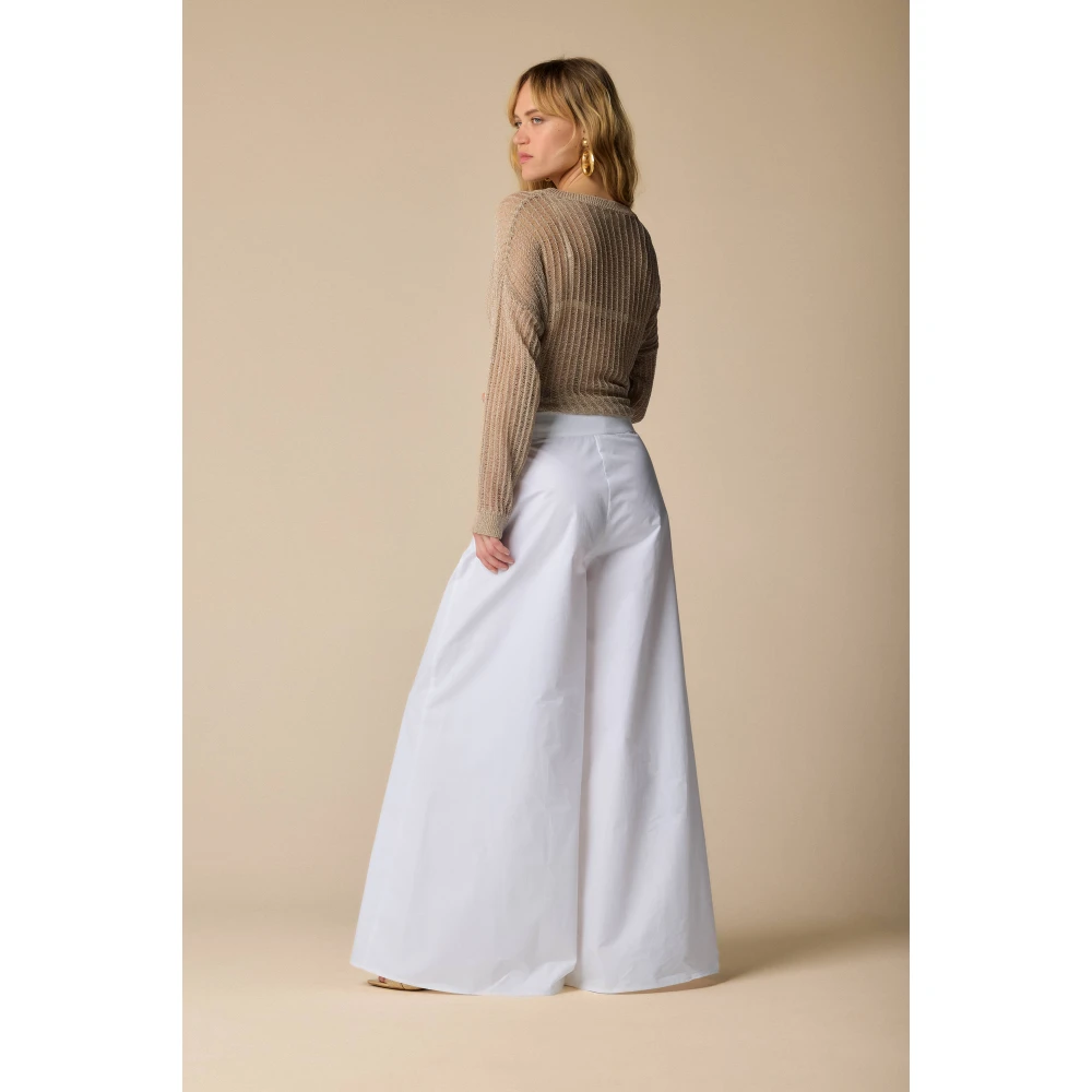 Kocca Hoge taille wijde pijpen broek White Dames