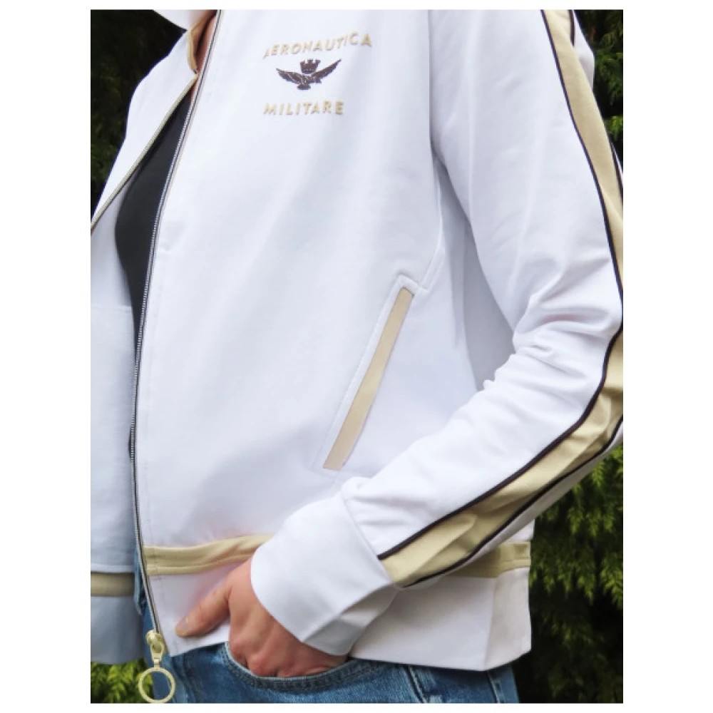 aeronautica militare Contrasterend Gestreept Vest met Rits White Dames