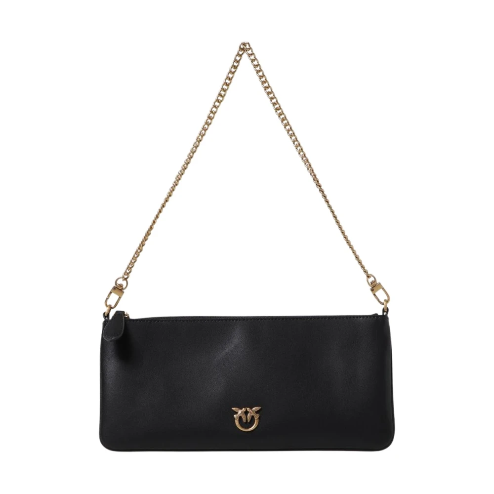 Pinko Chain Strap Leather Pouch - Female - Shoulder Bags - Black - One Size - Bags
