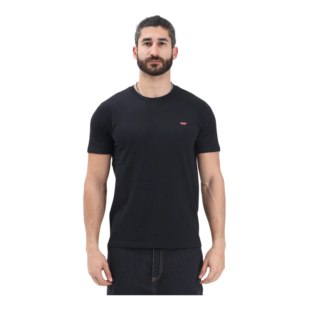 Levi's Uomo Nero T Shirt Girocollo 100% Cotone Originale Con Marchio Della Casa - Immagine 3