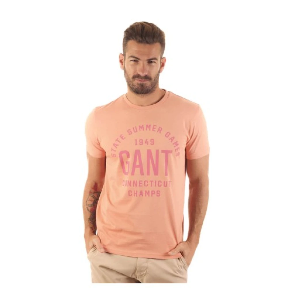 Gant Heren Katoenen T-Shirt Pink Heren
