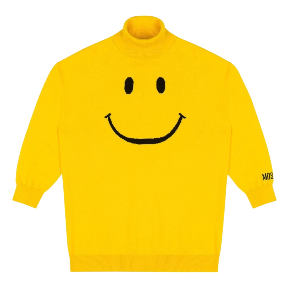 Moschino Women's Yellow Smiley Face Knitted Dress