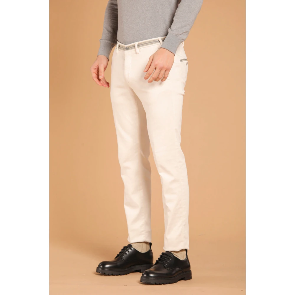 Mason's Slim Fit Satijn Pluche Chino Broek White Heren